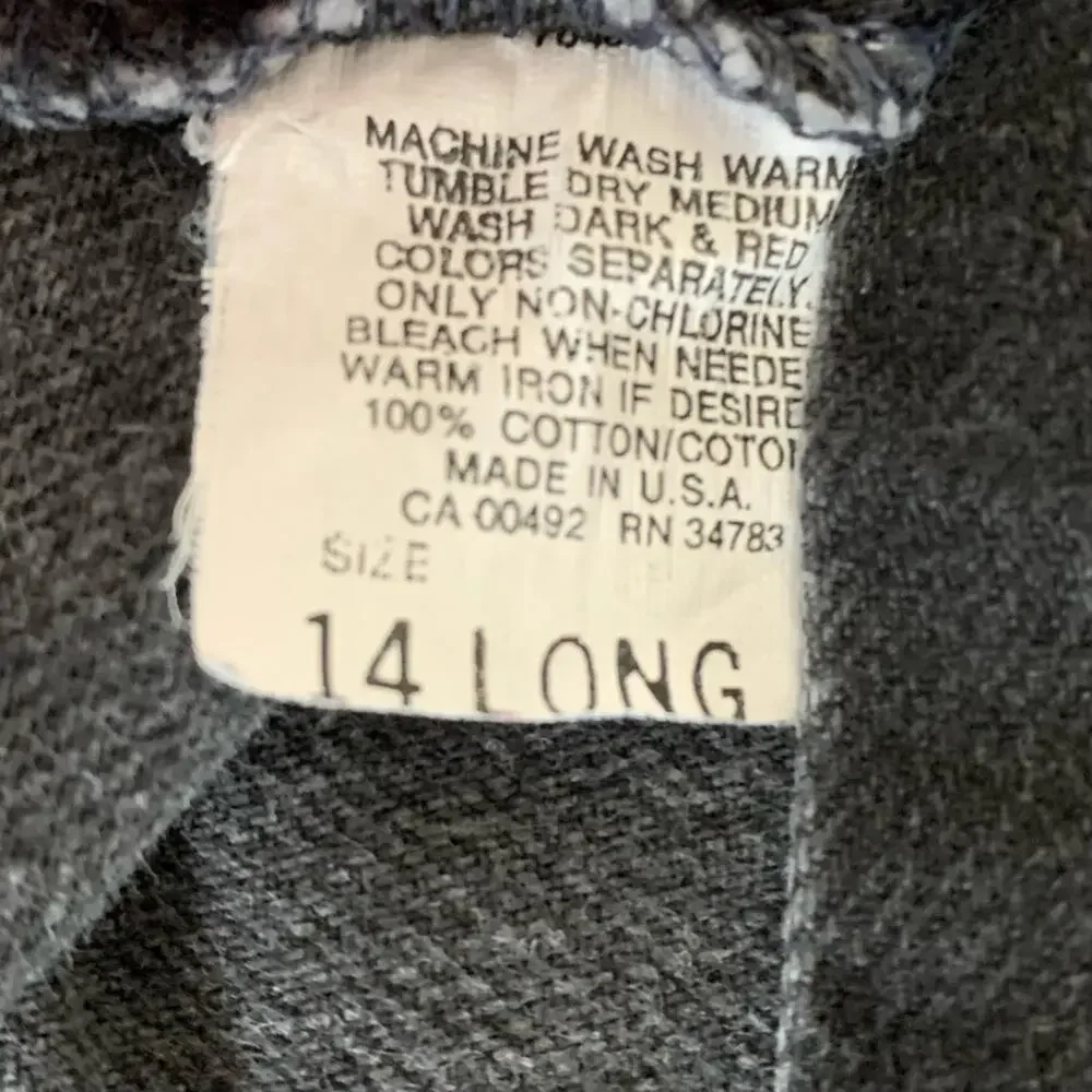 Vintage Lee Jeans 14 Long Black Tapered High Waist Union Made